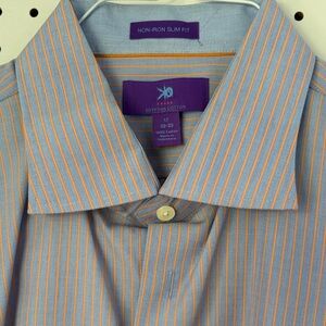 Egara Blue and Orange Striped Dress Shirt